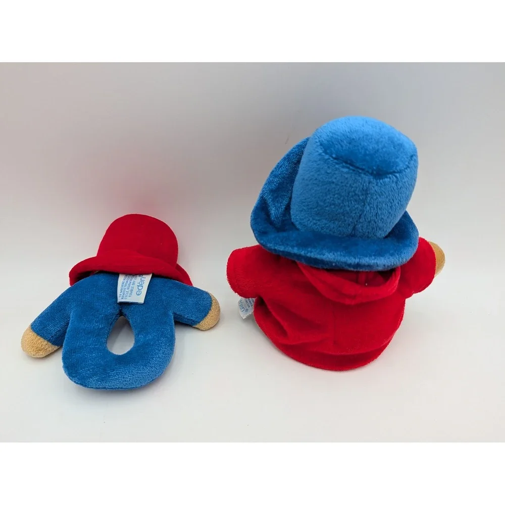 Eden Paddington Bear Plush Lot Blue Red Rattle Stuffed Toy